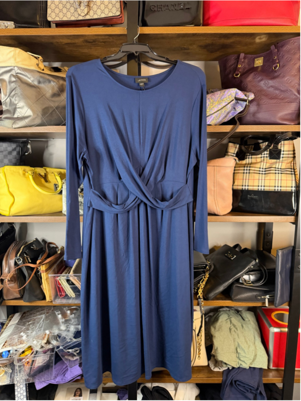 Women's J.Jill Wearever Long Sleeve Dress Blue Size 2X